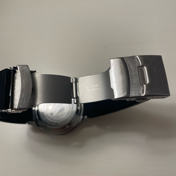 Lacoste Watch Chronograph Black Face/ Black Silicon Band Battery Working Now - Picture 8 of 9